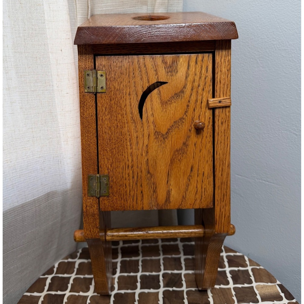 Vintage Outhouse Toilet Paper Holder Storage Cabinet Moon Rustic Cabin Country